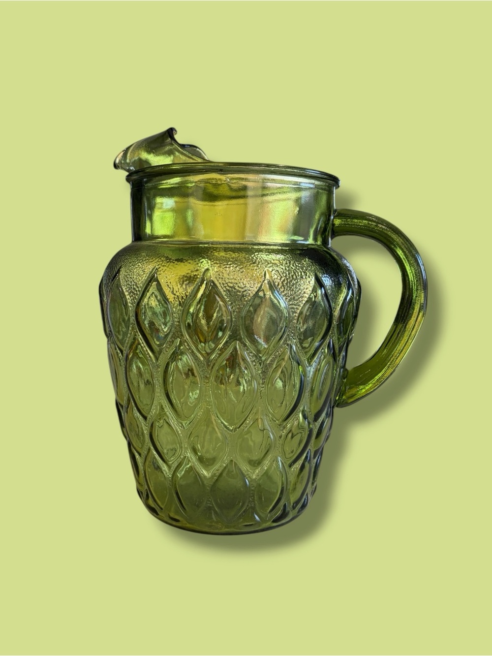 MCM Avocado Green Madrid Pitcher by Anchor Hocking
